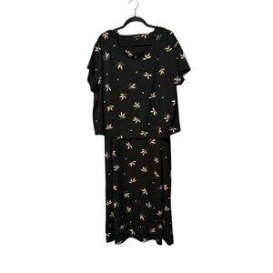 J Jill Wearever Minimalist Layered Dress Set Floral Midi 2X NWOT